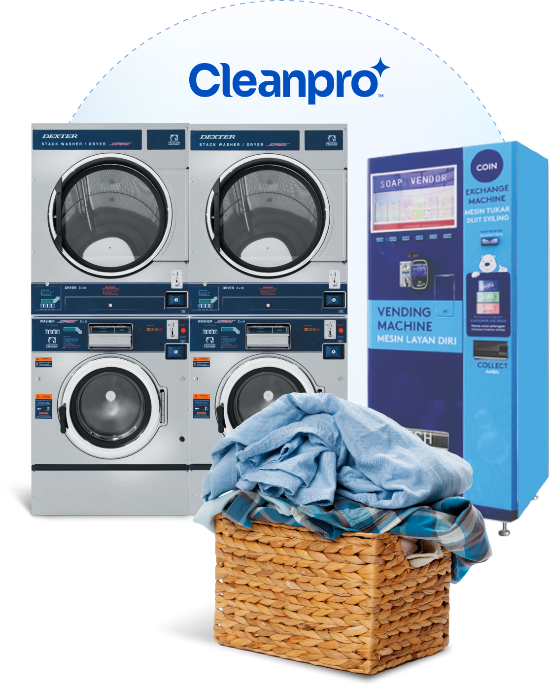 Cleanpro package provides franchisee with branded washing machines and other equipments.