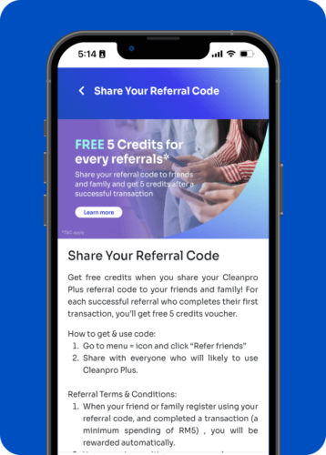 Referral rewards for Cleanpro Plus