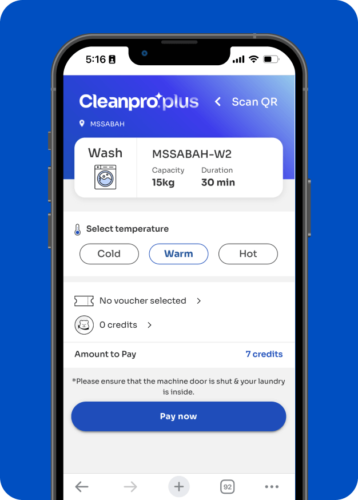 Cleanpro Plus can select washer temperature