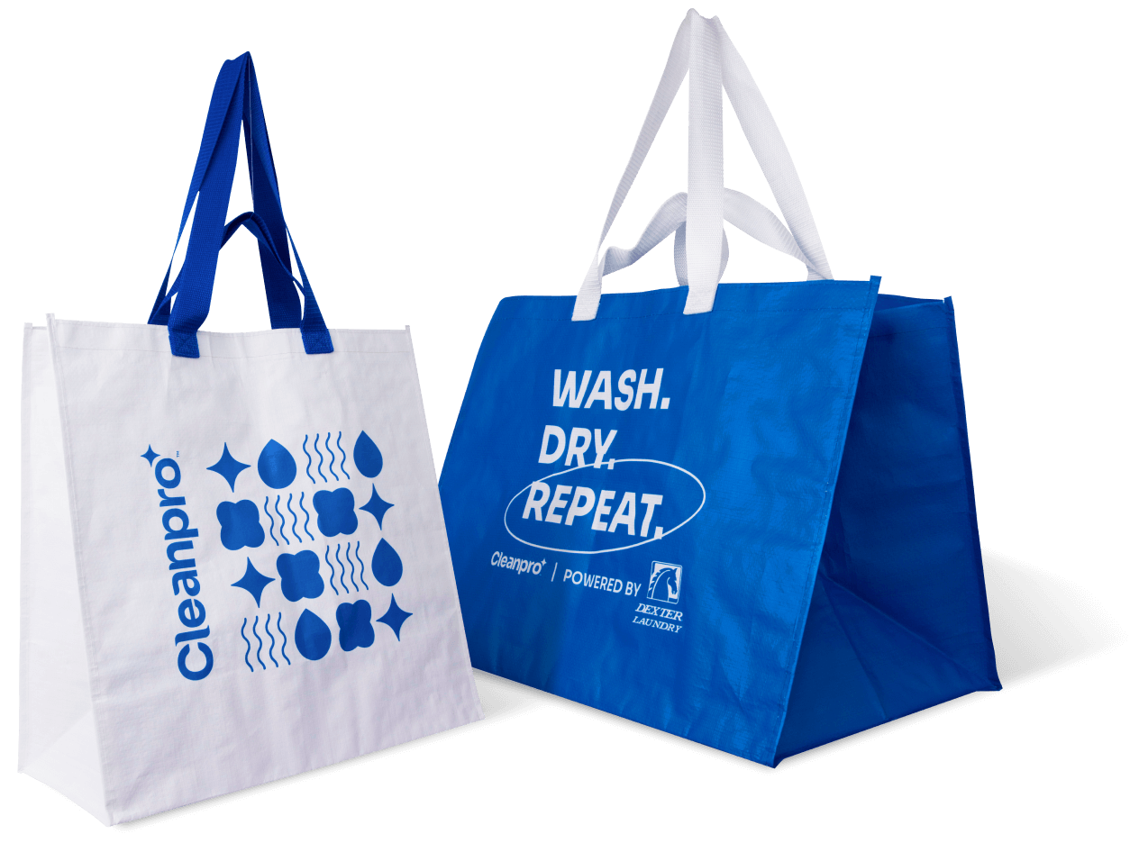 Cleanpro white and blue designer laundry bag