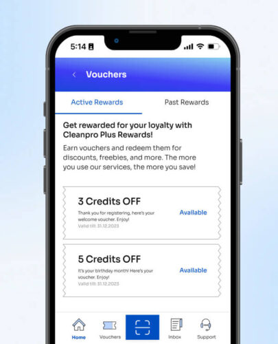 Cleanpro Plus voucher appear in the voucher page