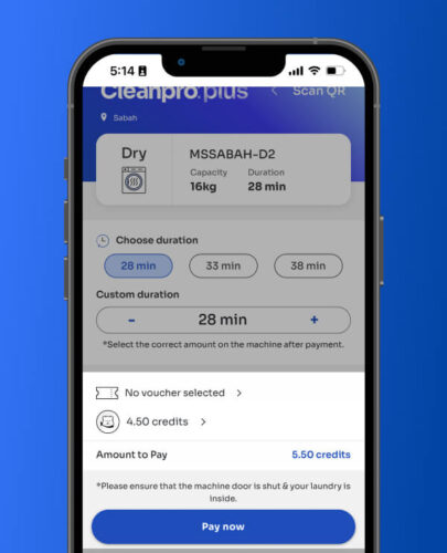 Cleanpro Plus redeem the voucher or topup credits for dryer