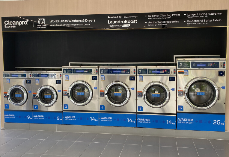 Washer machines from 9kg to 25kg at Cleanpro Express Bandar Sri Damansara