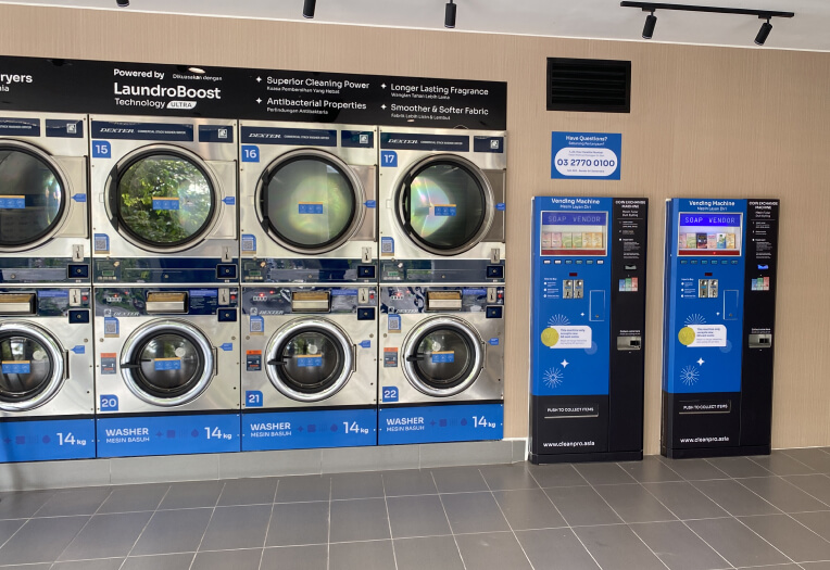 Laundry vending machines available for Cleanpro Express Bandar Sri Damansara customers